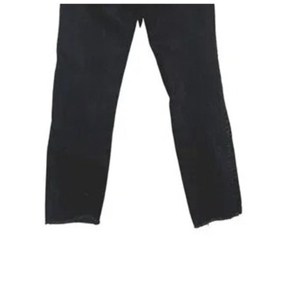 ZARA Straight Leg Cropped High Waisted Stretch Jeans Raw Hem 6 Rinsed Black - Picture 8 of 15